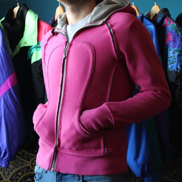 lululemon athletica Tops - Lululemon Scuba Hoodie Pink Grey Special Edition